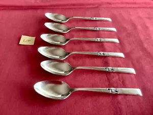 VINTAGE ONEIDA COMMUNITY SILVERPLATE TEA SPOONS X 6 MORNING STAR 6 1/8" L10 - Picture 1 of 6