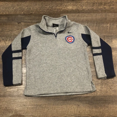 Chicago Cubs Sweater Boys 6 Gray Blue MLB Baseball Nike Sweatshirt Youth Kids Cover