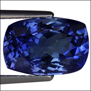 3.55 Ct IGI Certified A+ Natural D Block Tanzanite Cushion Cut Bluish Violet - Picture 1 of 2