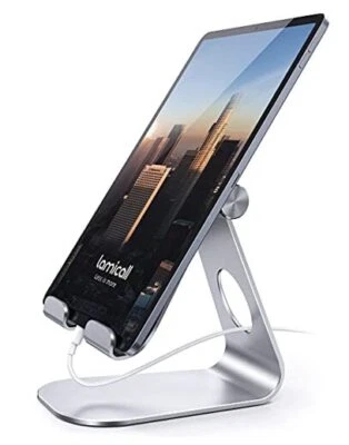  Tablet Stand, Adjustable Tablet Holder - Desktop Stand Dock Holder 1-Silver - Image 1 of 4