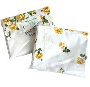 Vintage Martex Luxor Floral Full Size Flat Sheet Rose Blended Percale Yellow- 2 - Picture 1 of 6
