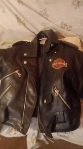 Harley Davidson Jacket Boys Youth Size 7 Black Biker Bomber Handbag Loose - Picture 1 of 8