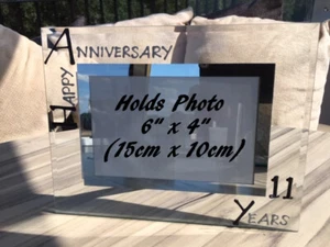 11th Wedding Anniversary Gift Photo: Picture Frame Landscape (Blk/Sil) - Picture 1 of 4