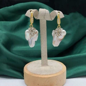 Natural Freshwater Baroque Pearl Earrings For Women Luxury Evening Party Jewelry - Picture 1 of 5