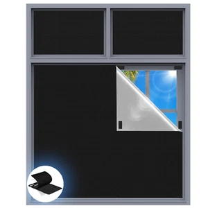 Portable Blackout Curtains Black Silvery Window Shades for Bedroom Travel Blinds - Picture 1 of 14