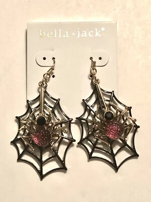 Araña colgante con tela de araña pendientes y pedrería de Bella Jack Foto 1 de 4