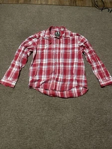 Under Armour Red White Blue Western Shirt Pearl Snaps Men's Large Casual Rodeo - Picture 1 of 3