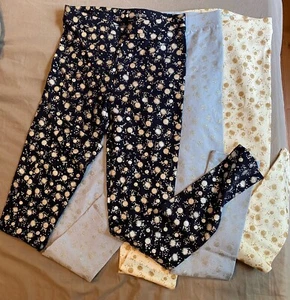 Lot Of 3 Jcrew Crewcut Big Girls Leggings Silver Sparkling Flower Size 14 - Picture 1 of 7