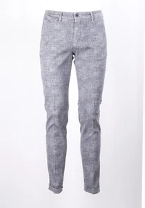 MORO uomo CHINO SLIM IN COTONE STRETCH PESANTE CON ZIP GRIGIO PERLA - Foto 1 di 6