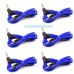 6X 4FT 3.5MM AUX L JACK MALE AUDIO STEREO CABLE BLUE FOR IPHONE 5S 5C IPOD NANO - Picture 1 of 1