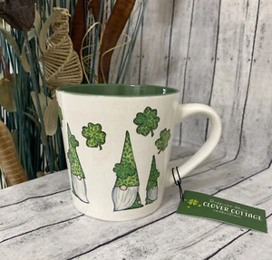 GNOME COFFEE MUG ST PATRICKS DAY CLOVER- SHAMROCKS- STAINED GLASS STYLE! NEW! - Picture 1 of 7