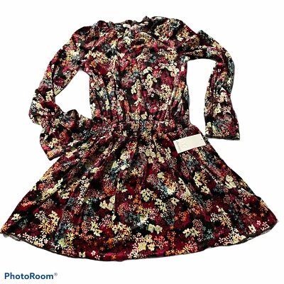 Vestido Ella Moss Nuevo con Etiquetas Niñas Grandes Terciopelo Estampado Floral Talla 14 Foto 1 de 4