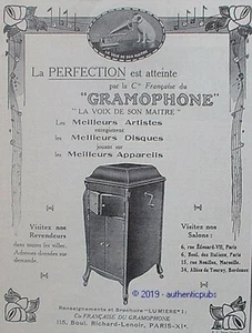 PUBLICITE GRAMOPHONE LA VOIX DE SON MAITRE CHIEN NOTE MUSIQUE DE 1923 FRENCH AD - Picture 1 of 1