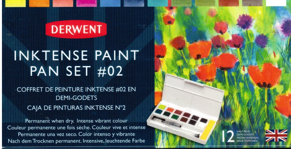 Derwent Inktense Paint Pan Set #02 NEW GENUINE 12 half pans - image 1 of 1
