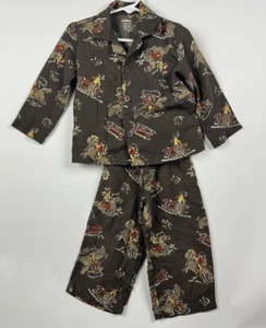 De Colección Gymboree Vaquero Pijama 2 Set 18-24 18 24 Marrón Caballo Rodeo Botón Western - Imagen 1 de 9