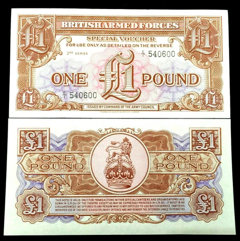 Great Britain / UK British Armed Forces 1 Pound 1956 Banknote World Paper Money Cover