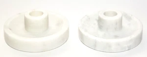 2 Lot Threshold Studio McGee 1.5" x 4" White Marble Stone Taper Candle Holder - Picture 1 of 2