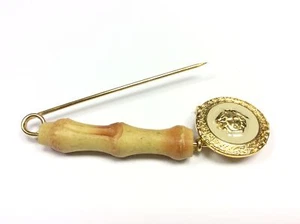 SPILLA BALIA CM 8  ORO BAMBU' SMALTO AVORIO 2 PZ - Picture 1 of 2