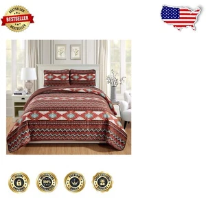 Elegant Rustic Southwestern Twin Quilt Set - Earth Toned Microfiber Design - Picture 1 of 2