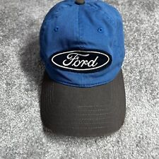 OEM Ford Cap Hat OS Blue Gray Logo Distressed Bill Strapback Adjustable
