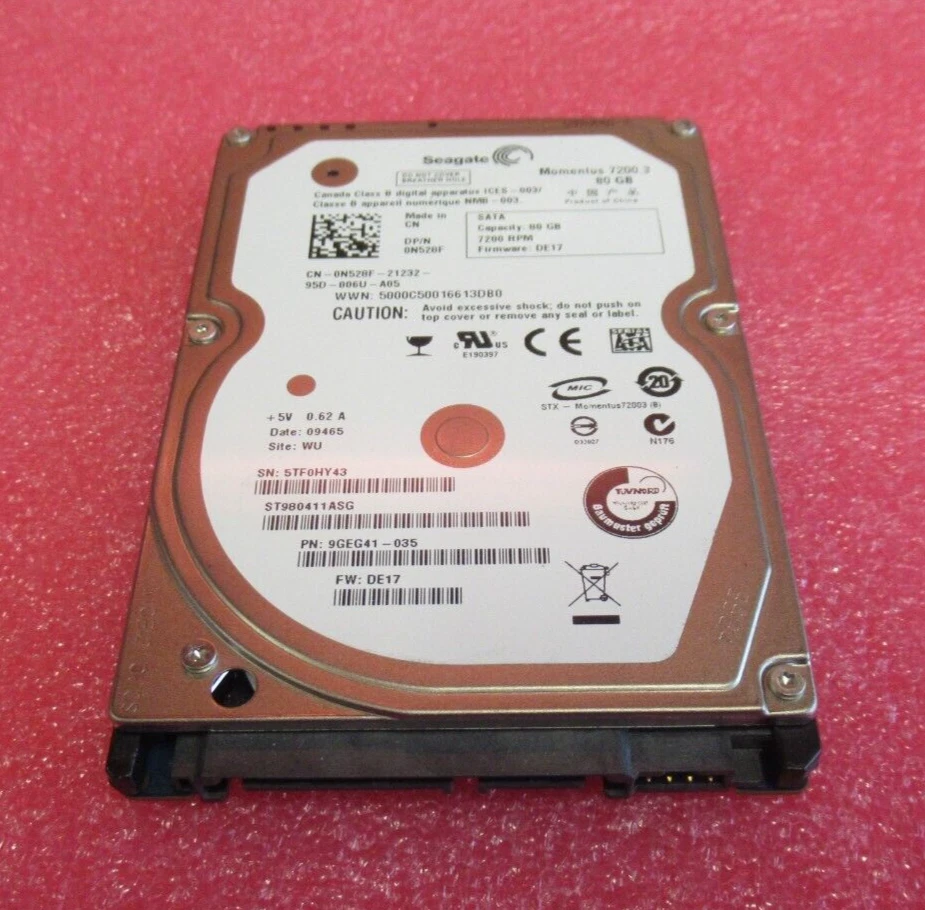 Seagate ST980411ASG N528F Momentus 7200.3 80GB 7200RPM 16MB 2.5" Internal HDD - Image 1 of 4