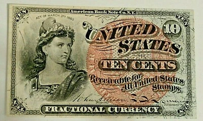 10 CENTS FRACTIONAL CURRENCY FR 1261 NEAR GEM CRISP UNCIRCULATED - Image 1 of 2
