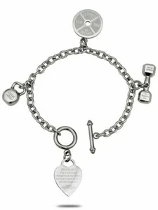Mini 3 Charm Stainless Steel Fitness Bracelet Shields of Strength - Picture 1 of 3