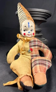 Muñeca Cara Celuoide Vintage Años 50 Tela Coleccionable Carnaval Premio Payaso Pintado - Imagen 1 de 8