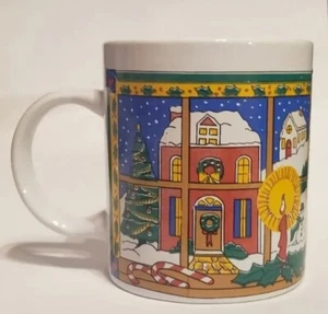 Taza de café de Navidad taza Gibson artículos para el hogar vacaciones ventana vela nieve Santa - Imagen 1 de 2