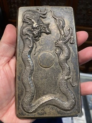 Antigua caja de cigarrillos china de plata dragón # 201 g Foto 1 de 4