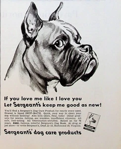 1951 Sergeant's Dog Care Products Vintage 1950s Print Ad Boxer Liquid Skip Bath - Imagen 1 de 1