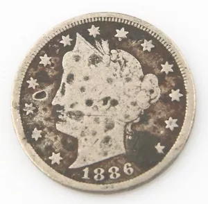 1886 5¢ Liberty Nickel, AG Condition, Full 4-Digit Date, Porous, Great Price! - Picture 1 of 3