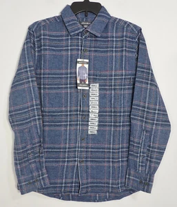 Eddie Bauer Mens Chambray Blue Plaid Bristol Flannel Shirt Size S Small  P1547 - Picture 1 of 2