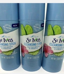St. Ives Cleansing Stick Cactus Water Hibiscus Hydrates Skin Care Pack of 3 - Picture 1 of 4