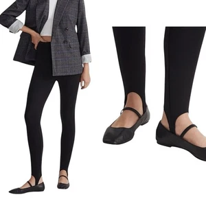Madewell Ponte Stirrup Leggings Pants Black Retro 80s 90s Women’s Size Small NEW - Picture 1 of 10