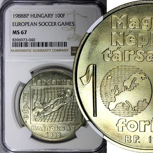 HUNGARY 1988 BP 100 Forint NGC MS67 Europe Football Championship KM# 665 (40) - Picture 1 of 5