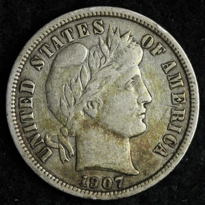 1907-D 理发师银币 XF E189 GYM — 第 1/2 张图片