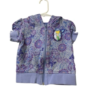 Disney Tinkerbell Girls Size 3T Purple Short Sleeve Full Zip Hooded Jacket Y2K - Picture 1 of 5