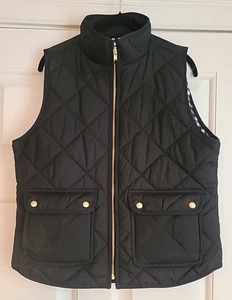 J. Crew Re-Imagined Black Lined Quilted Puffer Vest Size Med Full Zip Pockets - Picture 1 of 7