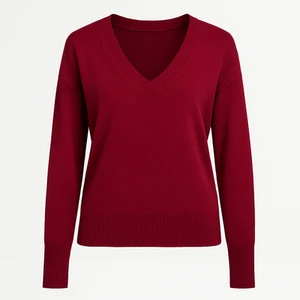 Calvin Klein Jeans Women's V-Neck Sweater – Long Sleeve, Burgundy, Size S - Picture 1 of 4
