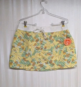 NEW Verona Mini Skirt Large Swim Coverup Tropical Print Botanical Y2K 90s Yellow - Picture 1 of 6
