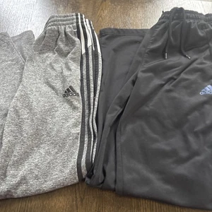 Adidas Pants Boys L 14/16 Gray Black Athletic Jogger Training Active Lot Of 2 - Picture 1 of 10