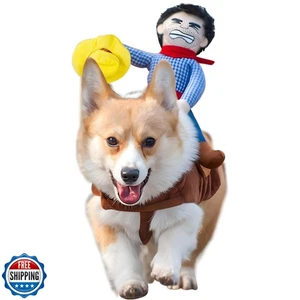 DELIFUR Hund Halloween Kostüm lustig Hund Cowboy Reitkostüm Haustierkostüm Katze - Bild 1 von 5