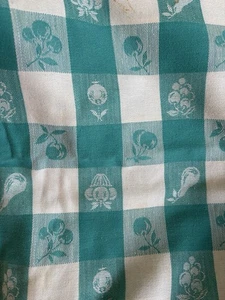 Tovaglia VERA Neumann anni 60 60 60 x 84" acqua teal frutta check sala da pranzo vintage - Foto 1 di 12