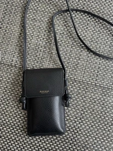 Aspinal London - Ella Crossbody Phone Bag & Dust Bag - Black pebble - Picture 1 of 5