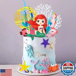 17 PCS Mermaid Cake Toppers Ocean Animals Under the Sea Cake Decorations with - Picture 1 of 5