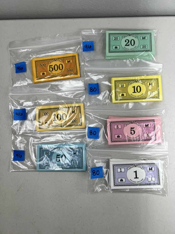 Monopoly Deluxe Edition 1995 dinero de repuesto solamente - usado en excelente estado leer Foto 1 de 1