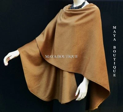Capa de Canela Ruana Abrigo Envolvente Lana Cachemira Visón Mezcla Maya Matazaro Hecho en EE. UU. Foto 1 de 4