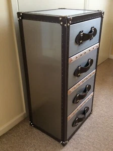 Pair Luggage Chest of Four Drawers Side Table or Bedside Table - Picture 1 of 11