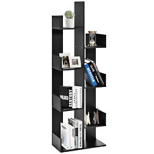 8-Tier Bookshelf Bookcase w/8 Open Compartments Space-Saving Storage Rack Black